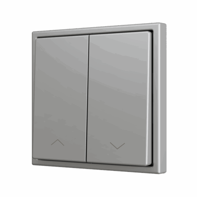 ZS702PB2SHS – ZS70. Pulsador Soft doble para 2 entradas binarias 70×70 mm – Icono de persiana – Plata.