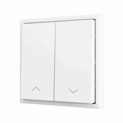 ZS702PB2SHMW – ZS70. Pulsador Soft doble para 2 entradas binarias 70×70 mm – Icono de persiana – Blanco.