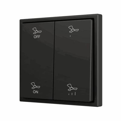ZS702PB4AC – ZS70. Pulsador Soft doble para 4 entradas binarias 70×70 mm – Antracita – Personalizado. Mínimo 100 unidades por diseño