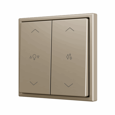 ZS702PB4CC – ZS70. Pulsador Soft doble para 4 entradas binarias 70×70 mm – Champagne – Personalizado. Mínimo 100 unidades por diseño.