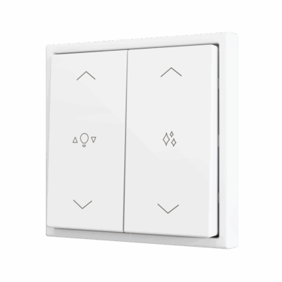 ZS702PB4MWC – ZS70. Pulsador Soft doble para 4 entradas binarias 70×70 mm – Blanco – Personalizado. Mínimo 100 unidades por diseño.