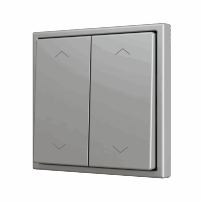 ZS702PB4SHS – ZS70. Pulsador Soft doble para 4 entradas binarias 70×70 mm – Icono de persiana – Plata.