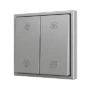 ZS702PB4SC - ZS70. Pulsador Soft doble para 4 entradas binarias 70x70 mm – Plata - Personalizado. Mínimo 100 unidades por diseño.