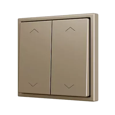 ZS702PB4SHC – ZS70. Pulsador Soft doble para 4 entradas binarias 70×70 mm – Icono de persiana – Champagne.