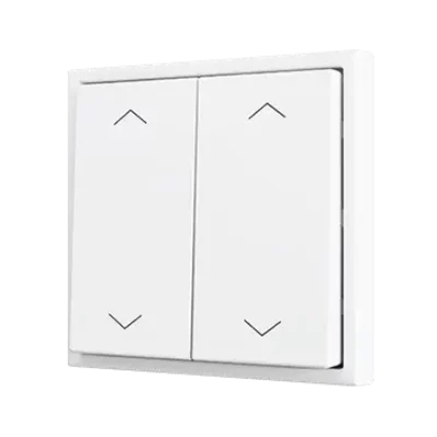 ZS702PB4SHMW – ZS70. Pulsador Soft doble para 4 entradas binarias 70×70 mm – Icono de persiana – Blanco.