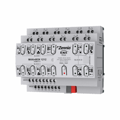 ZIOMB1212 – MAXinBOX 1212. Actuador multifunción con KNX Secure – 12 salidas 16A / 12 entradas A/D.