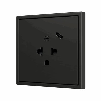ZS70CEUA1USA – ZS70. Tapa para base de enchufe euroamericano con USB C 70X70 mm – Antracita.