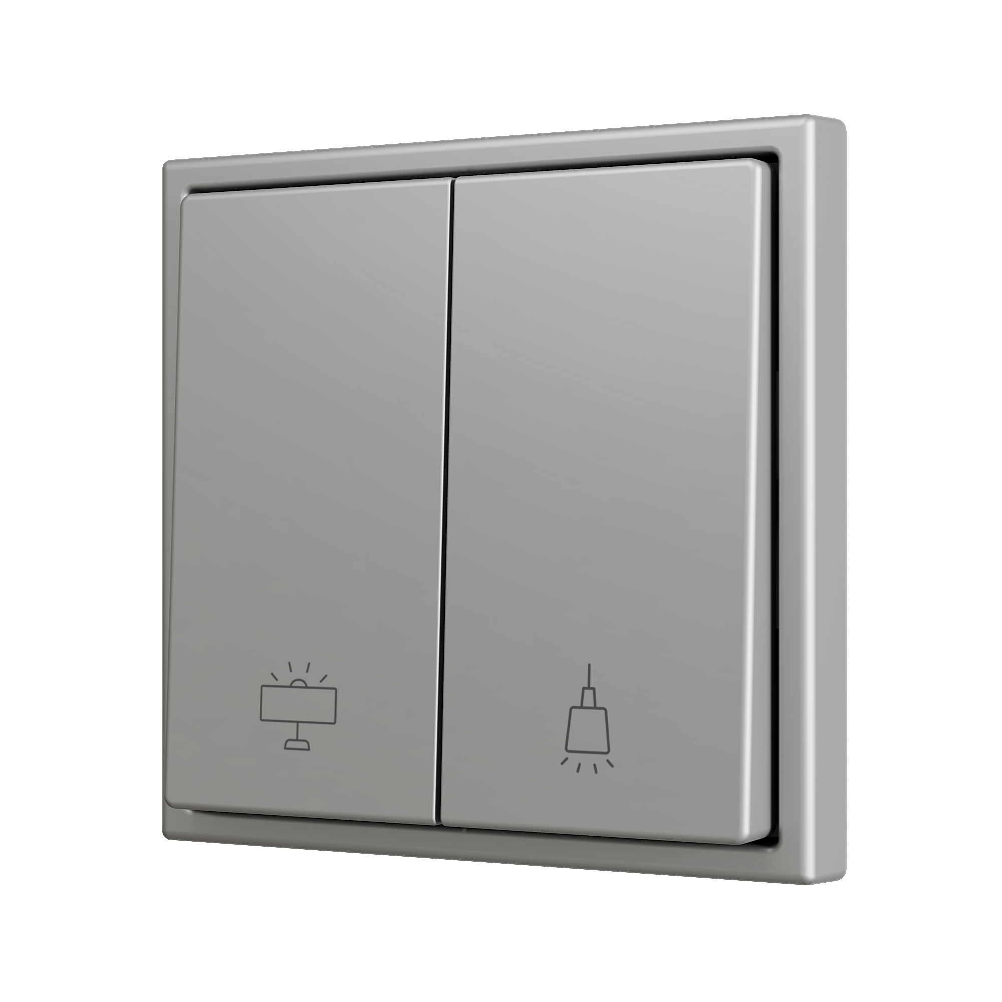 ZS70CSOFT22SC - ZS70. Tecla doble para pulsador Soft KNX 70x70 mm. Pulsación abajo - Silver - Personalizada. Mínimo 100 unidades por diseño.